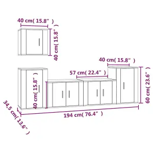 Berkfield 5 Piece TV Cabinet Set High Gloss White Engineered Wood