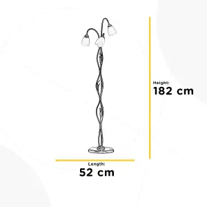 Luminosa Sonia Multi Arm Floor Lamp, Glass Shades, 3x E14