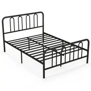 Costway Double Size Metal Bed Frame w/ Headboard Platform Bed w/ Metal Slats Support