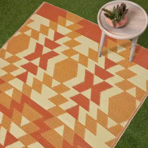 Homescapes Anya Aztec Orange Outdoor Rug, 150 x 240 cm