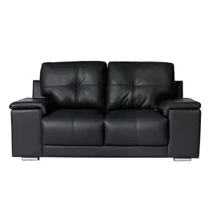 Kensington Faux Leather 2 Seater Sofa In Black