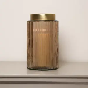 Melody Maison Large Brown Ribbed Glass Vase - 26cm