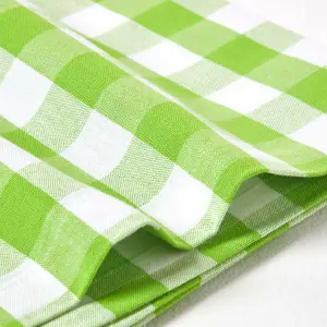 Homescapes Green Block Check Cotton Gingham Tablecloth, 137 x 228 cm