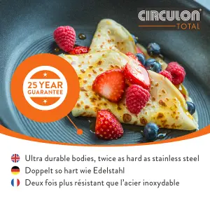 Circulon Total Black Round Hard Anodised Aluminium Induction Suitable Frying Pan Medium 25cm