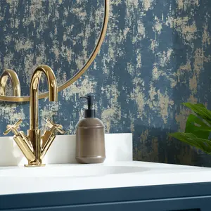 Milan Metallic Wallpaper In Navy And Gold