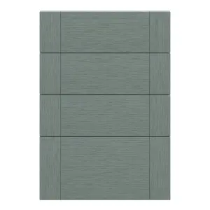 GoodHome Alpinia Painted Matt green wood effect Drawer front, Pack of 4 (H)715mm (W)497mm (T)18mm