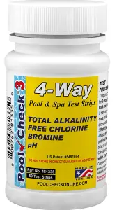 PoolCheck 3 in 1 Test Strips for Swimming Pools, Hot Tubs, Spa - 50 Test Strips - Total Alkalinity, Free Chlorine/Bromine & pH