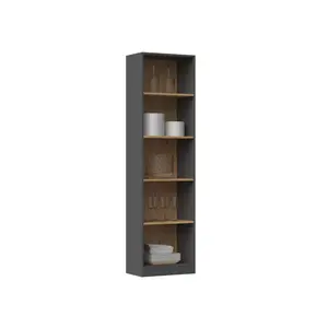 Albee Bookcase Anthracite/Artisan Oak / (5 Shelves) 182 cm H x 80 cm W x 32 cm D