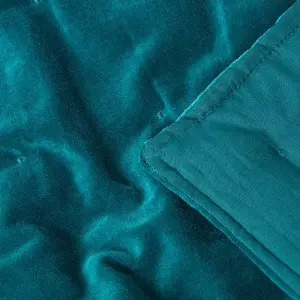 Homescapes Emerald Green Velvet Quilted Throw, 150 x 200 cm