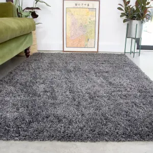 Slate Grey Thick Soft Shaggy Runner Rug 60x240cm