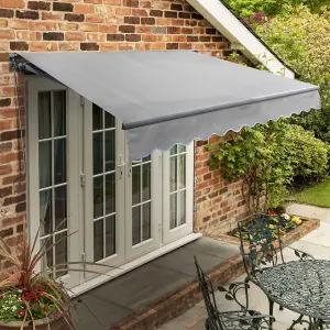 Primrose Awnings 2.5m x 2.0m Retractable Manual Standard Charcoal Frame Silver Awning Outdoor Patio Canopy