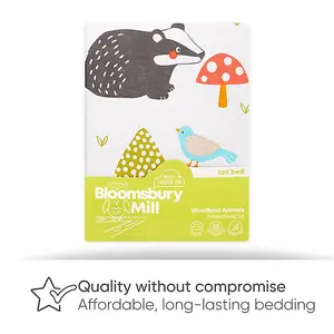 Bloomsbury Mill - Woodland Animals Kids Toddler Cot Bed Duvet Cover and Pillowcase Set - Cot Bed - 150 x 120cm