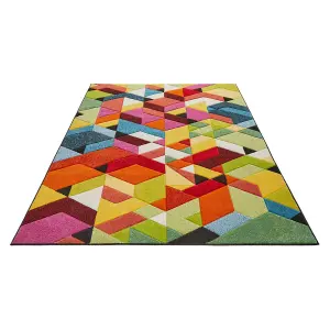 Multi Geometric Modern Easy to Clean Rug For Dining Room-80 X 240cmcm (Runner)