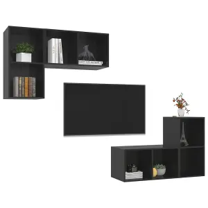 Berkfield Wall-mounted TV Cabinets 4 pcs High Gloss Black Engineered Wood