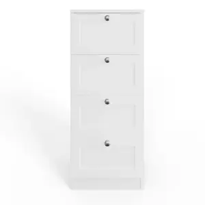 Matt White Chest Of 4 Drawers Modern Design Deep Storage Panelled Fronts