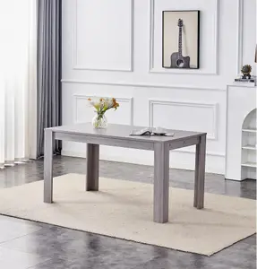 Dining Table Grey Wood Kitchen Place for 6 Seats, Dining Table Only (Grey H75 x L140 x W80 CM)