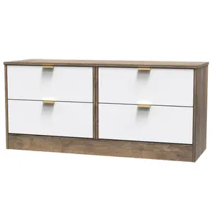 Nashville Ready assembled White & oak 4 Drawer Bed box (H)521mm (W)1146mm (D)395mm