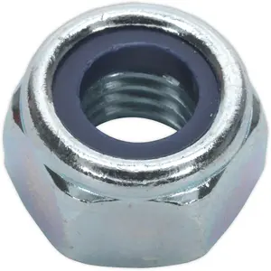 100 Pack of M10 Zinc Plated Nylon Locknuts - 1.5mm Pitch - DIN 982 Metric Fasteners