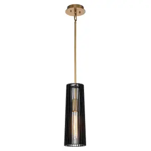 Luminosa Kichler Linara Slim Pendant Ceiling Light Black & Natural Brass