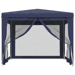 Berkfield Party Tent with 4 Mesh Sidewalls Blue 3x3 m HDPE