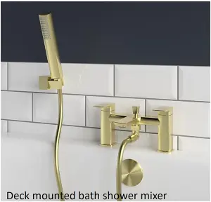 Aquarius Hydro Bath Shower Mixer Tap inc Kit Brushed Brass