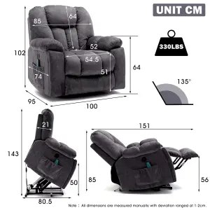 Power Massage Lift Recliner Chair with Heat and Vibration and Safety Motion Reclining Mechanism