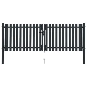 Berkfield Double Door Fence Gate Steel 306x150 cm Anthracite