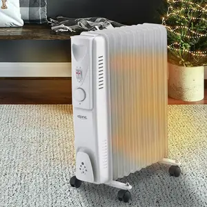 2500W Grey Oil Filled Radiator 11 Fin Winter Home Indoor Heater Electric Control