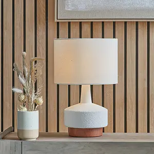 Wood Effect Textured Ceramic Table Lamp