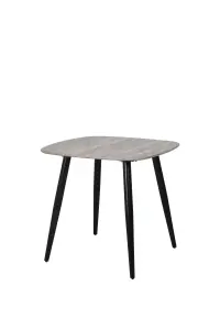 Core Products Aspen Grey Oak Effect 80cm Square Dining Table with 2 Black Plastic Curve Design Chairs