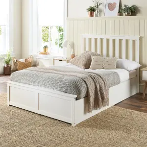 Wooden Ottoman Storage Bed in White, size Superking