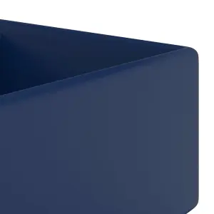 Berkfield Luxury Basin Overflow Square Matt Dark Blue 41x41 cm Ceramic