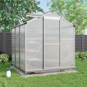 Garden Plants Grow House with Aluminium Frame Large Walk-In Green House with Base and Window 6x6 ft