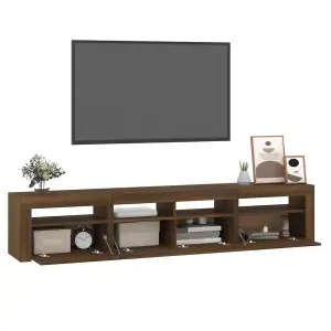 Berkfield TV Cabinet with LED Lights Brown Oak 210x35x40 cm