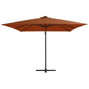 Berkfield Cantilever Umbrella with LED lights Terracotta 250x250 cm