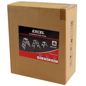 Excel Heavy Duty Aluminium 2 Tread Stool Ladder Folding Hop Up 350mm x 400mm