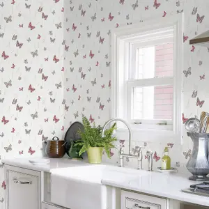 Galerie Kitchen Recipes Red Butterflies Smooth Wallpaper