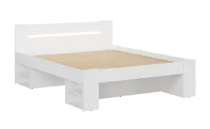 White King Size Bed Storage Euro Frame Drawer Shelves Headboard Solid Slats Nepo