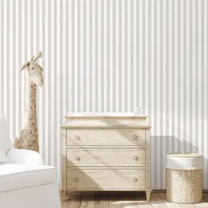 Galerie Tiny Tots 2 Greige Regency Stripe Smooth Wallpaper