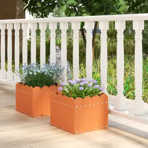 Costway 2 Pack Square Planter Box HDPE Flower Pot Raised Garden Bed