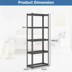 Costway 5-Tier Garage Storage Shelves Adjustable Heavy Duty Metal Storage Shelving Unit 71 x 31 x 168 cm