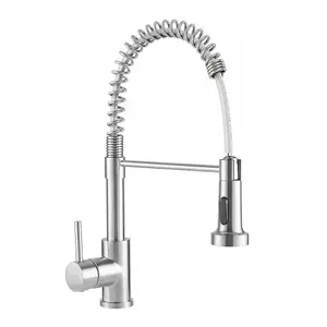 Brushed Nickel Commercial Swivel Pull out Kitchen Tap Mixer Tap Faucet