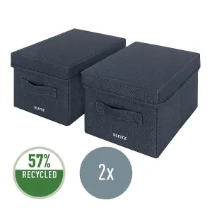 Leitz Velvet Grey 2-Pack Fabric Storage Box with Lid Small