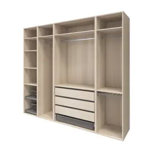 GoodHome Atomia Freestanding Oak effect Chipboard Wardrobe, clothing & shoes organiser (H)2250mm (W)2500mm (D)580mm