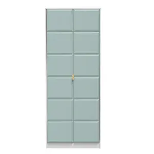 Cube Ready assembled Modern Matt duck egg & white Tall Double Wardrobe (H)1970mm (W)740mm (D)530mm