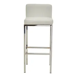 Madeline Upholstered Counter Stool with Metal Frame Silver / White