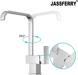 JASSFERRY Italian Kitchen Sink Mixer Tap Chrome Modern Monobloc Brass Single Rectangle Lever