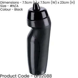 600ml Sports Top Water Bottle - BLACK - Gym Training Bicycle Screw Lid