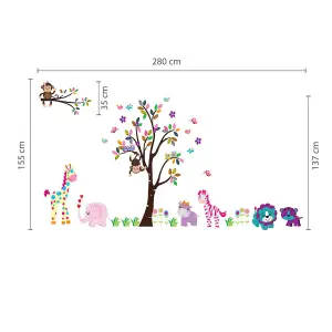 Walplus Happy Zoo Animals Wall Stickers Kids Nursery Children Decals Bedroom Decoration Kids Sticker PVC Multicoloured