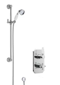 Traditional Concealed Twin Valve & Slide Rail Shower Set - Chrome/White - Balterley